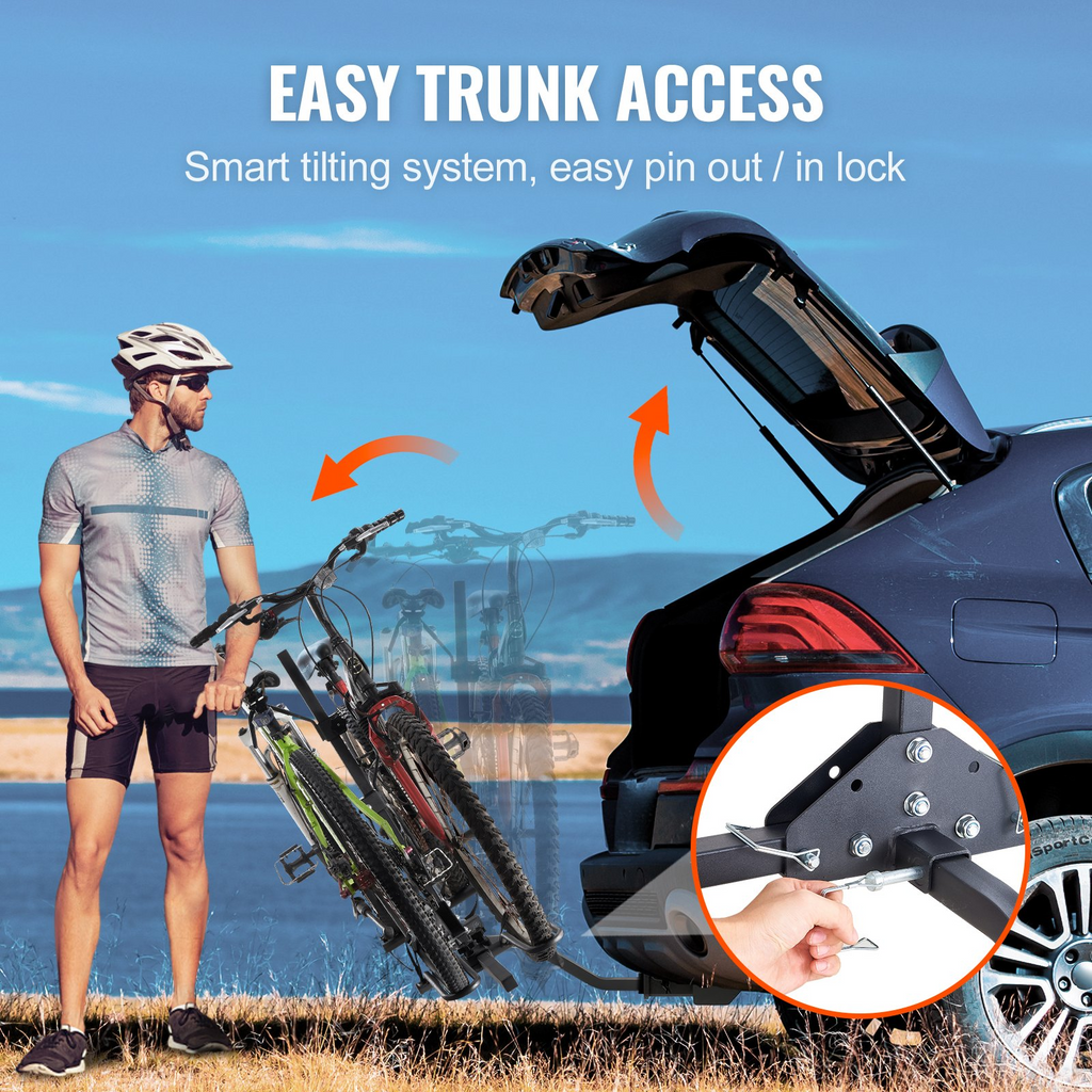 Portabicicletas plegable VEVOR para 2 bicicletas con montaje de enganche para automóvil