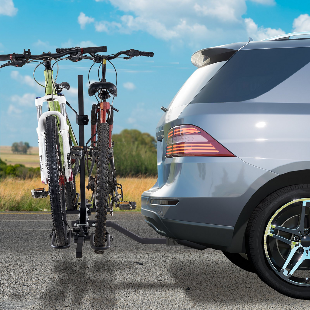 Portabicicletas plegable VEVOR para 2 bicicletas con montaje de enganche para automóvil