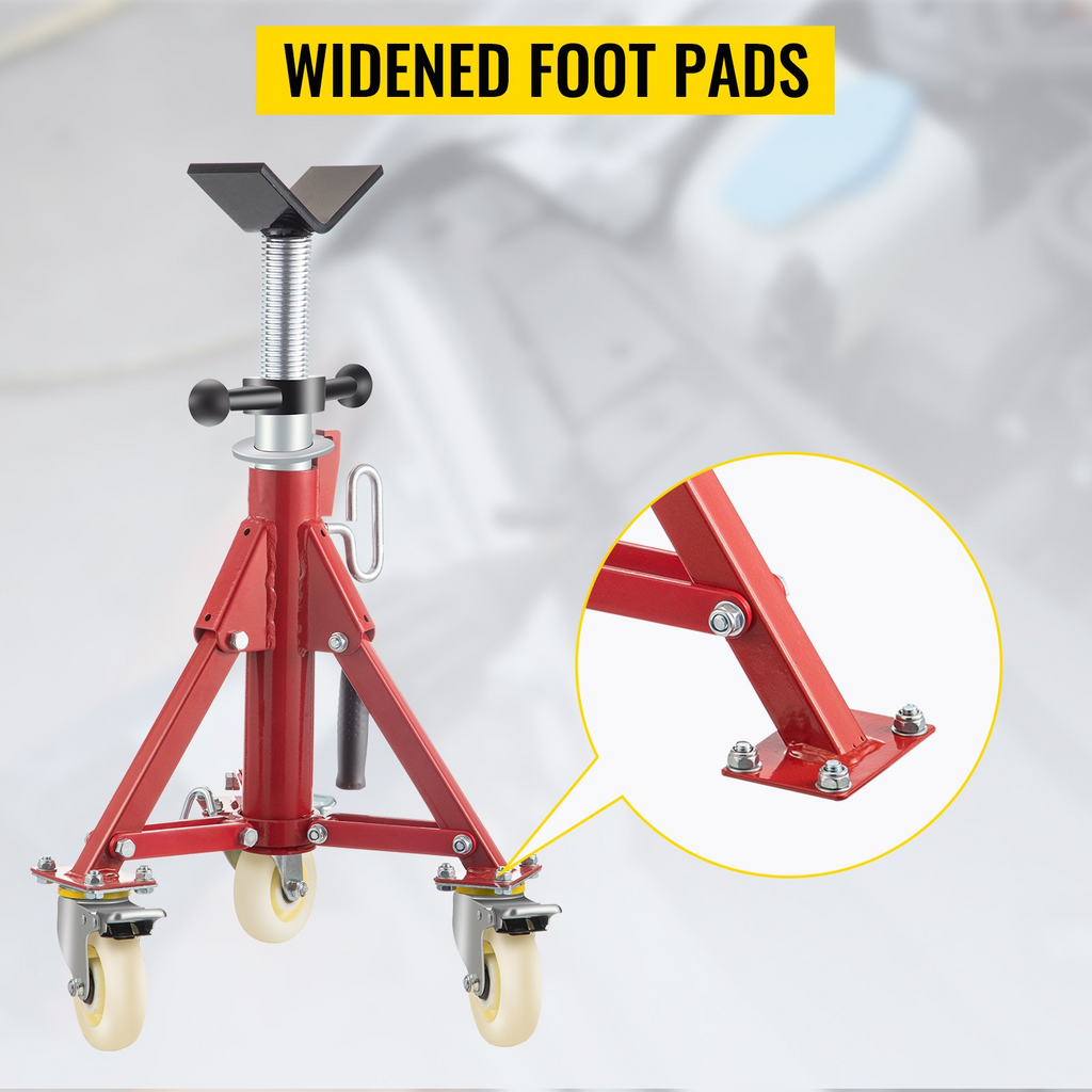 Soporte para tubos VEVOR con cabezal en V altura ajustable de 20 a 37" con ruedas capacidad de 882 lb soportes portátiles plegables de 1/8" a 12"