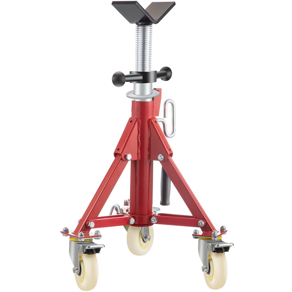 Soporte para tubos VEVOR con cabezal en V altura ajustable de 20 a 37" con ruedas capacidad de 882 lb soportes portátiles plegables de 1/8" a 12"