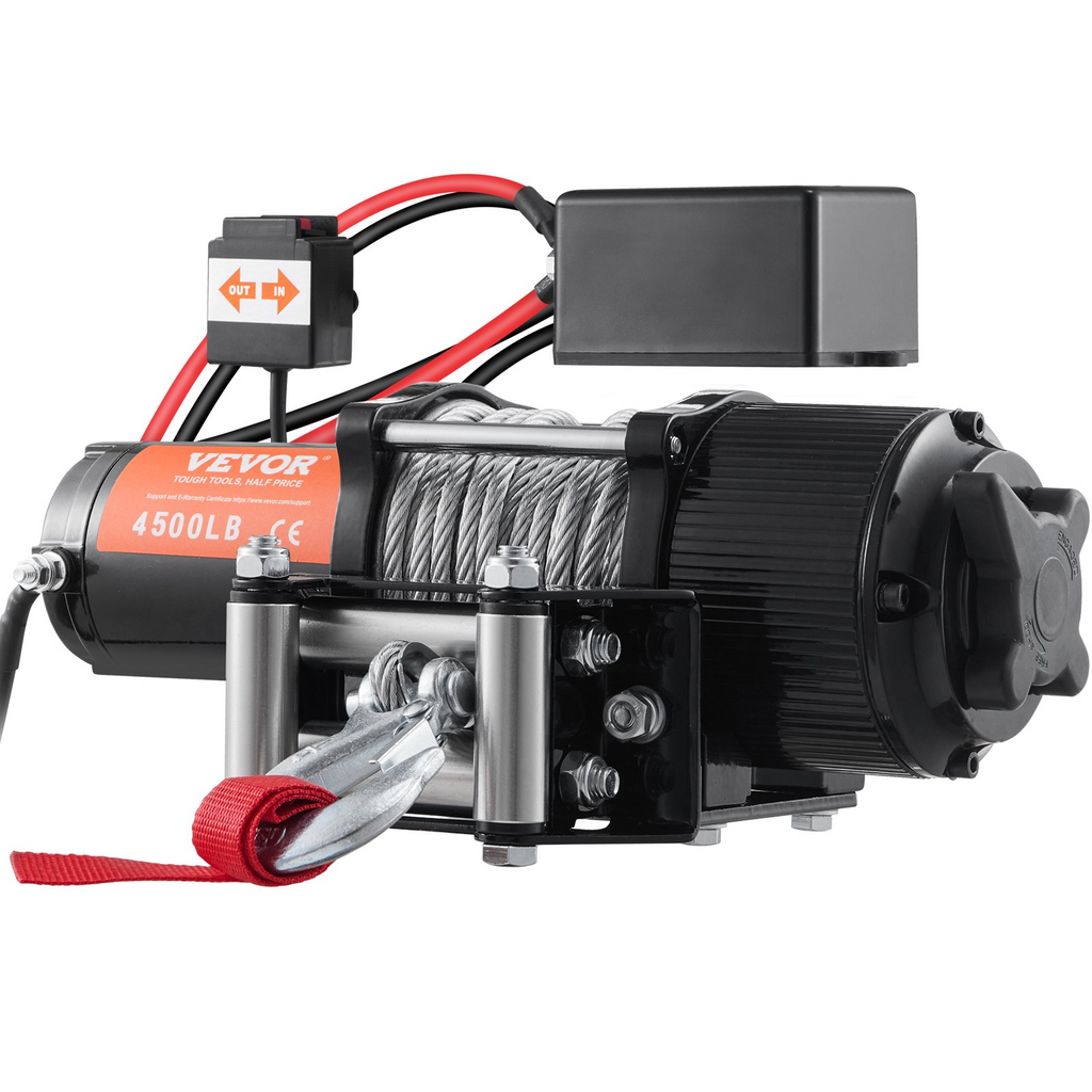 Cabrestante eléctrico VEVOR cabrestante de cuerda de acero con capacidad de carga de 4500 lb y 12 V IP55