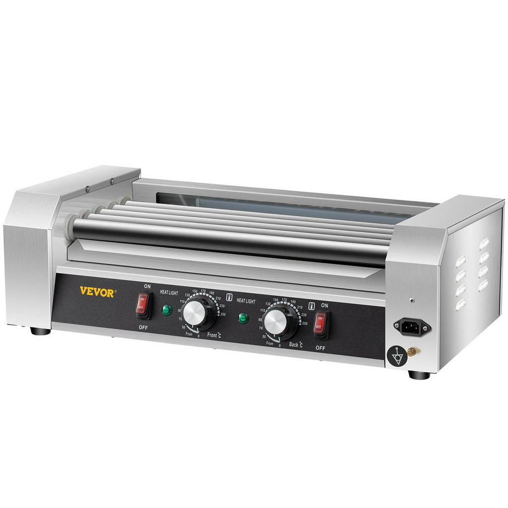 Máquina para Calentar Salchichas de Acero Inoxidable de 750 W con Control de Temperatura Dual Capacidad para 12 Hot Dogs 5 Rodillos
