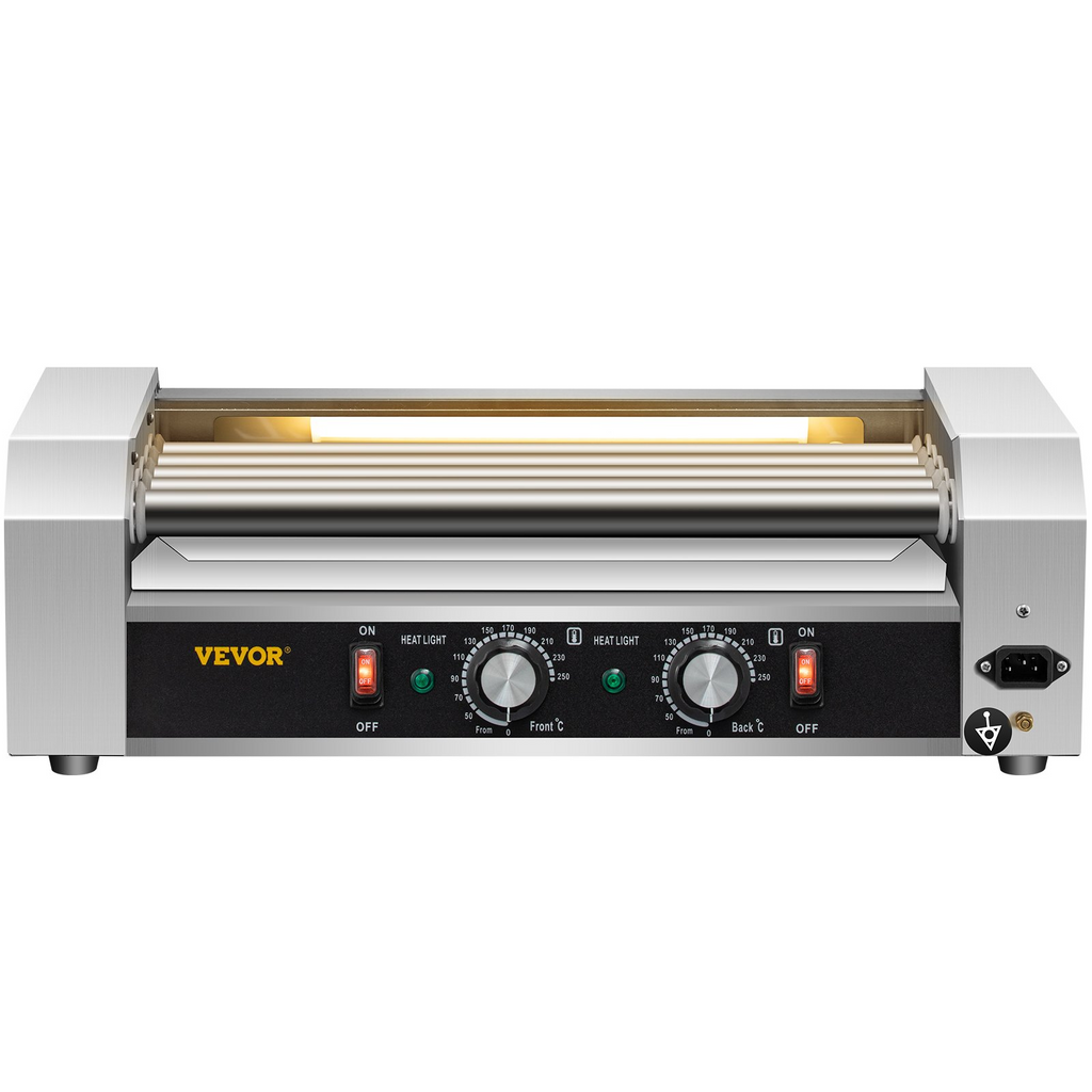 Máquina para Calentar Salchichas de Acero Inoxidable de 750 W con Control de Temperatura Dual Capacidad para 12 Hot Dogs 5 Rodillos
