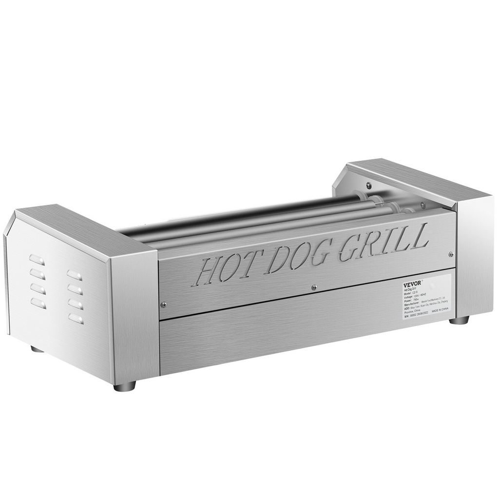Máquina para Calentar Salchichas de Acero Inoxidable de 750 W con Control de Temperatura Dual Capacidad para 12 Hot Dogs 5 Rodillos