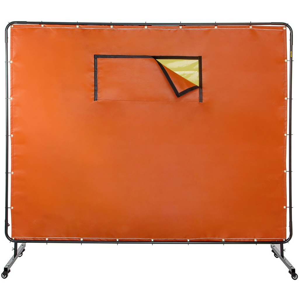 Cortina para soldar VEVOR 6' x 8' con marco de metal y 4 ruedas