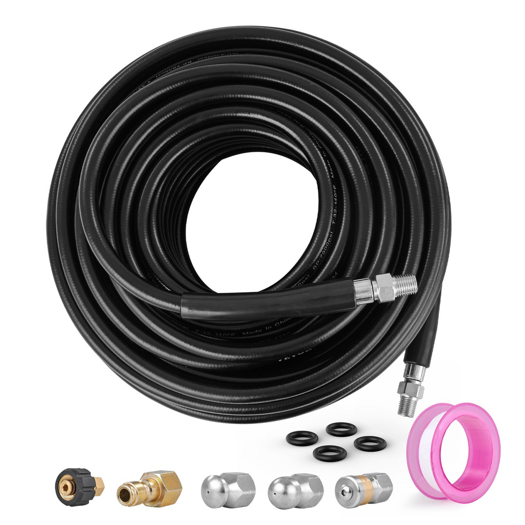 Manguera para hidrolavadora VEVOR 100 pies 1/4" para la mayoría de las hidrolavadoras de marcas radio de curvatura de 3/4" 4200 PSI