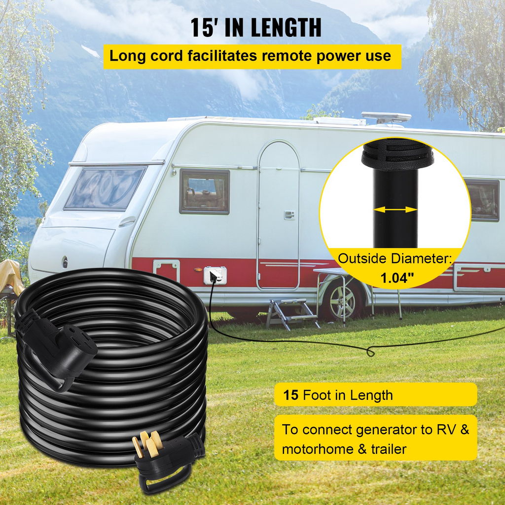 VEVOR Cable de extensión para RV de 15 pies y 50 amperios