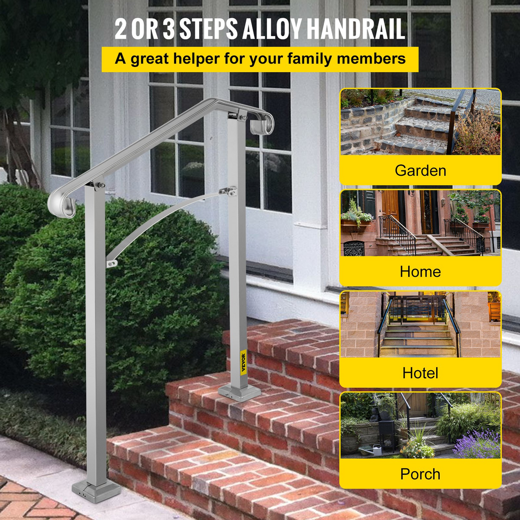 VEVOR Pasamanos de escalera para exteriores aptos para 2 o 3 escalones