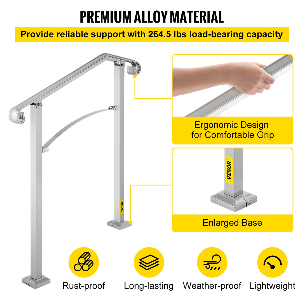VEVOR Pasamanos de escalera para exteriores aptos para 2 o 3 escalones