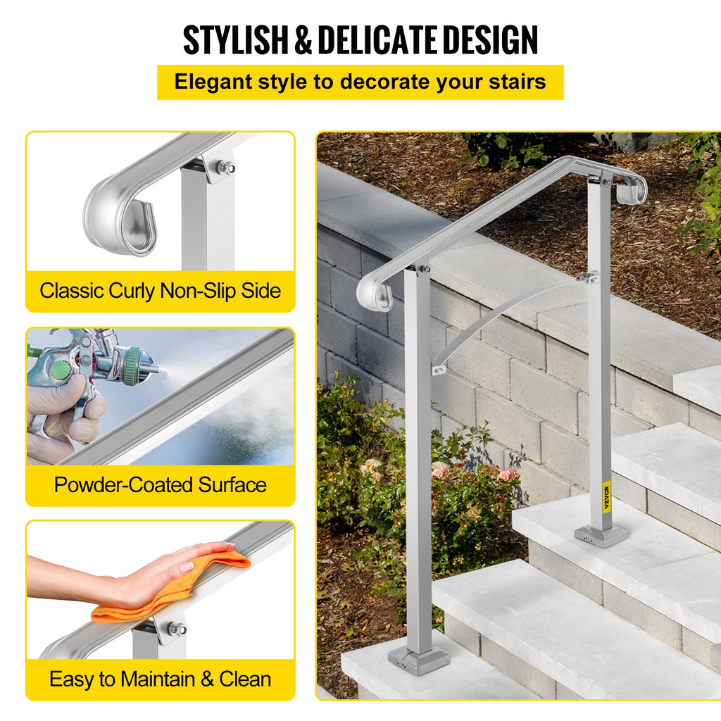 VEVOR Pasamanos de escalera para exteriores aptos para 2 o 3 escalones