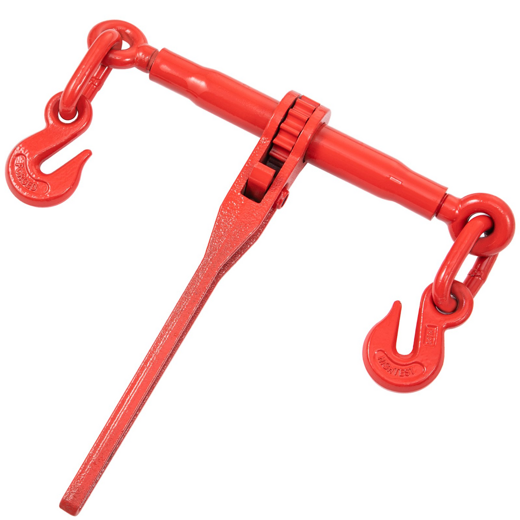 Kit de amarre de cadena VEVOR de 5/16" con capacidad de carga de trabajo de 6600 libras y dos ganchos de agarre incluye (4) amarres de trinquete, (4) cadenas de grado 80 de 21'