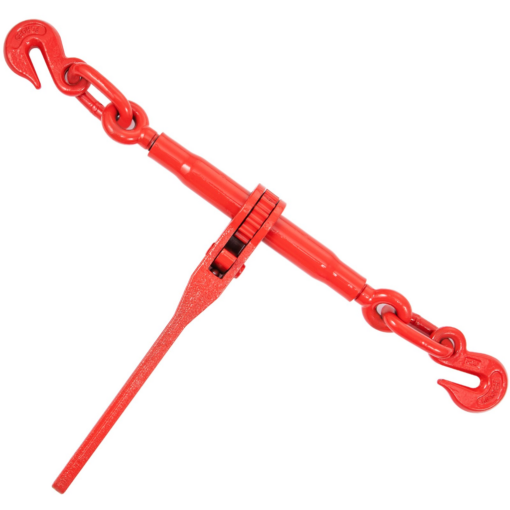 Kit de amarre de cadena VEVOR de 5/16" con capacidad de carga de trabajo de 6600 libras y dos ganchos de agarre incluye (4) amarres de trinquete, (4) cadenas de grado 80 de 21'