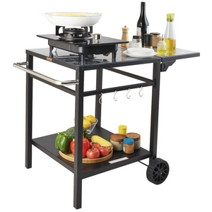 VEVOR Carrito de comedor para parrilla de exterior con estante doble