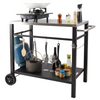 Carrito de comedor para parrilla de exterior con estante doble móvil con 2 ruedas