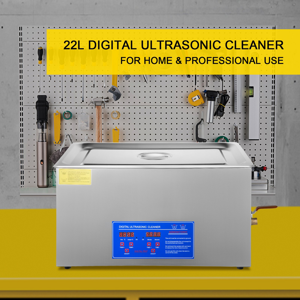 Limpiador ultrasónico industrial VEVOR de 22 l con temporizador 40 kHz de 110 V