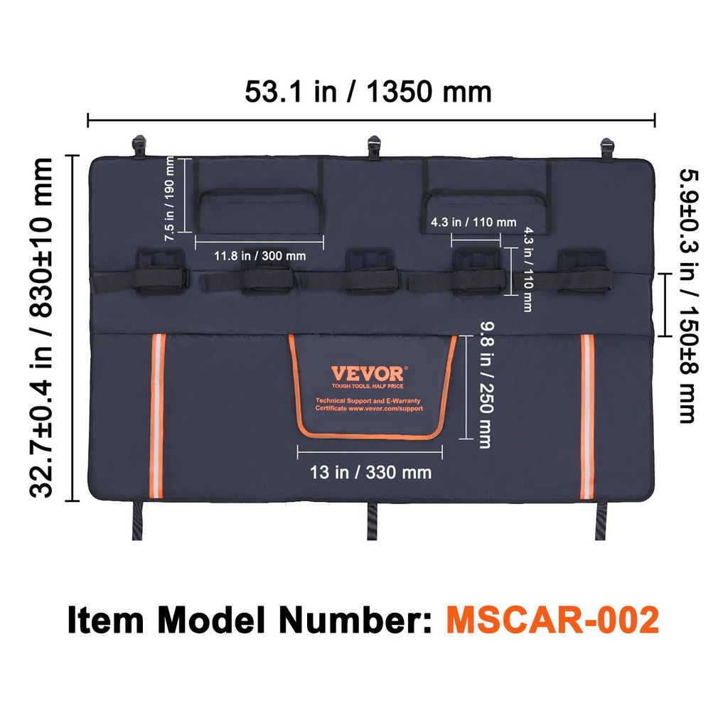 VEVOR - Almohadilla para portón trasero de camión de 53" para transportar 5 bicicletas de montaña