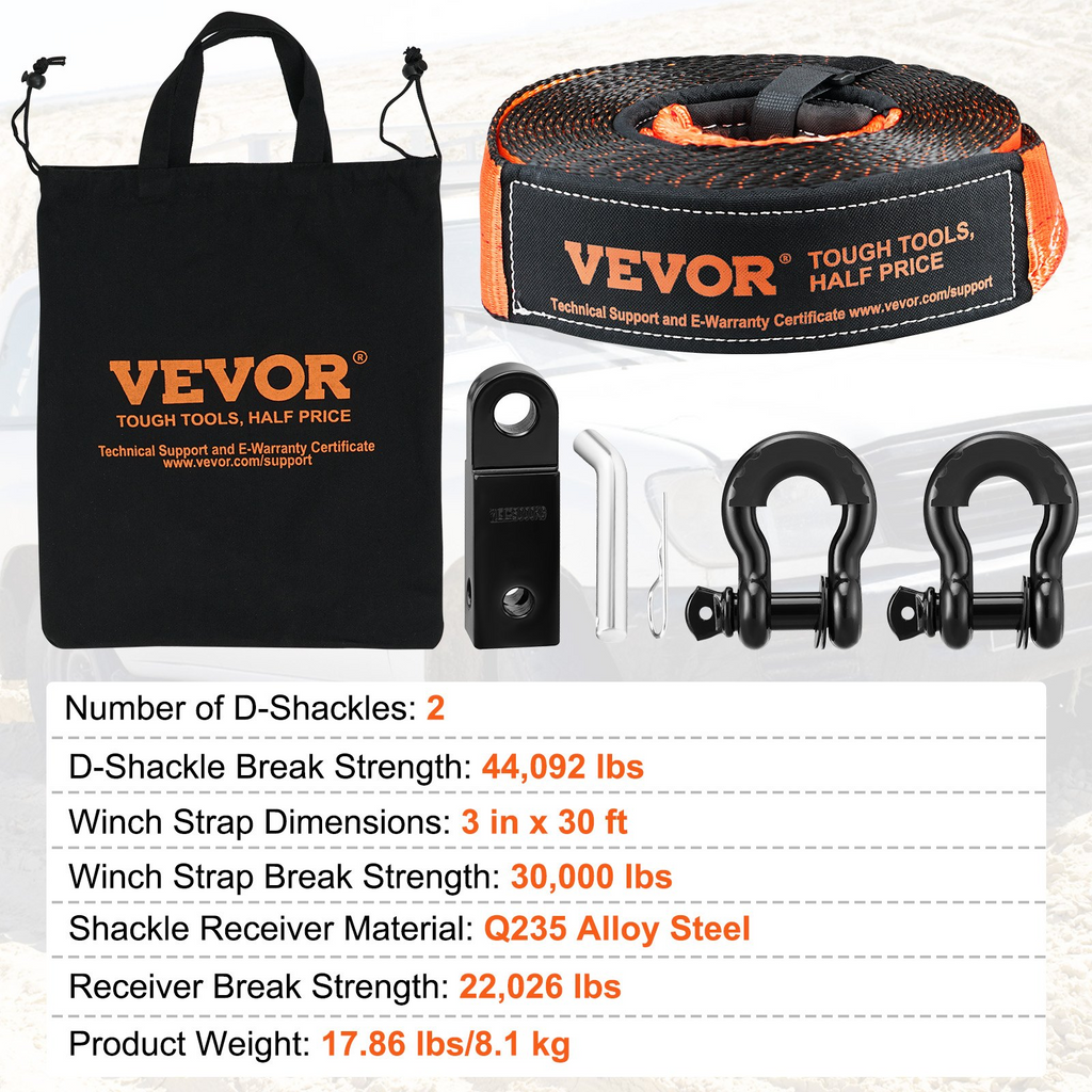 Kit de recuperación todoterreno VEVOR 3" x 30'