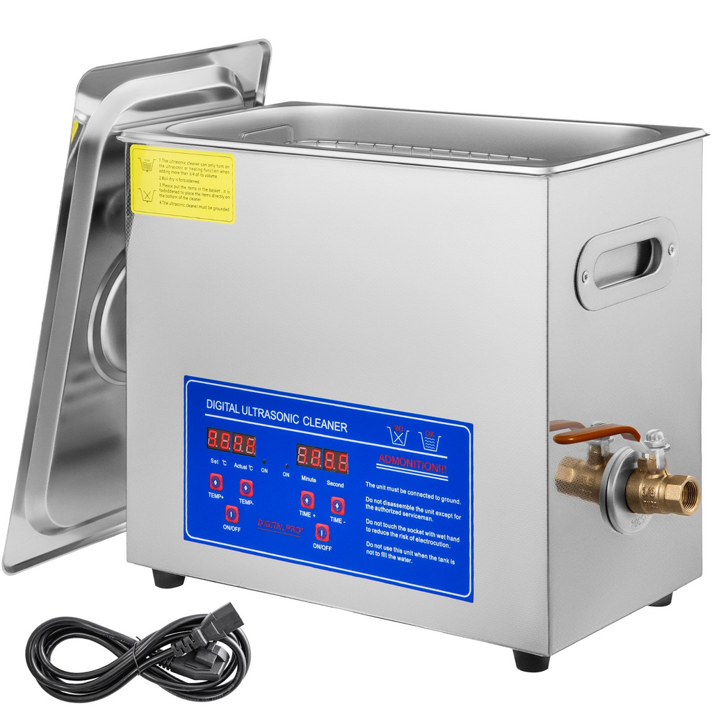 Limpiador ultrasónico comercial VEVOR 6 l de 40 kHz con temporizador digital y calentador de 110 V