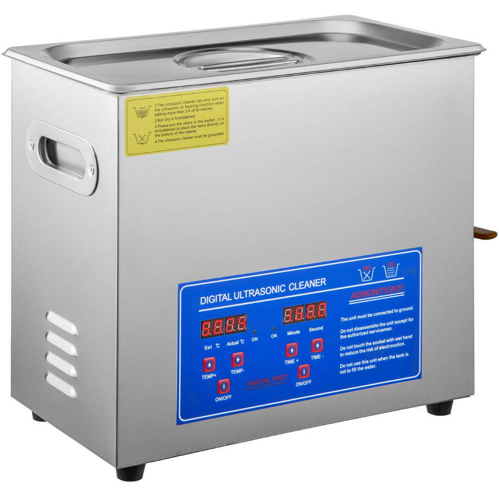Limpiador ultrasónico comercial VEVOR 6 l de 40 kHz con temporizador digital y calentador de 110 V
