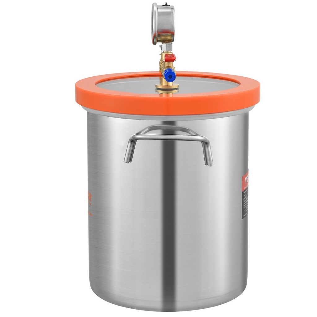 Cámara de vacío VEVOR de 3 galones, cámara de desgasificación al vacío con tapa de vidrio templado mejorada, cámara de acero inoxidable 304 JH2