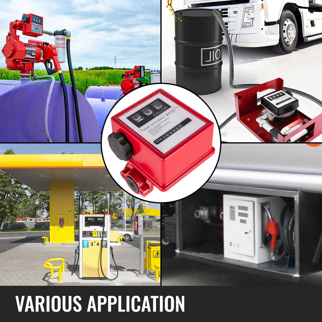 Medidor de combustible mecánico VEVOR Medidor de flujo de combustible de 20 GPM Medidor de transferencia de combustible con pantalla de lotes de 3 dígitos Medidor de flujo de combustible diésel de 1 pulgada