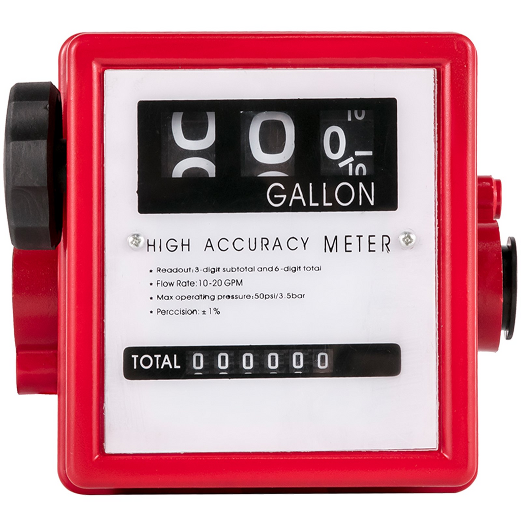Medidor de combustible mecánico VEVOR Medidor de flujo de combustible de 20 GPM Medidor de transferencia de combustible con pantalla de lotes de 3 dígitos Medidor de flujo de combustible diésel de 1 pulgada