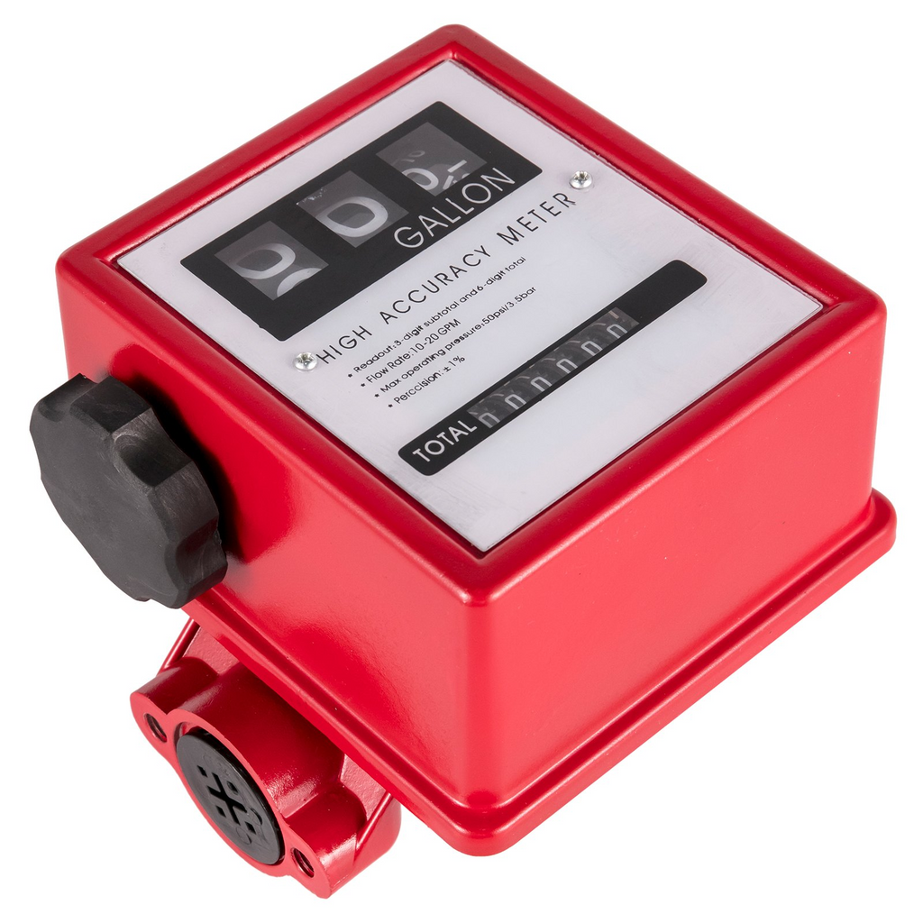 Medidor de combustible mecánico VEVOR Medidor de flujo de combustible de 20 GPM Medidor de transferencia de combustible con pantalla de lotes de 3 dígitos Medidor de flujo de combustible diésel de 1 pulgada