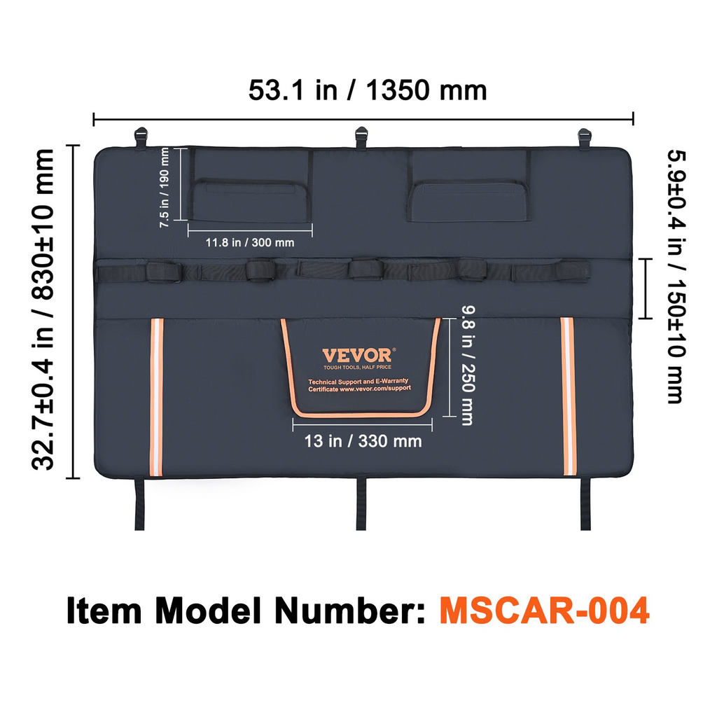 VEVOR - Almohadilla protectora para portón trasero de 53 pulgadas para camioneta con capacidad para 5 bicicletas
