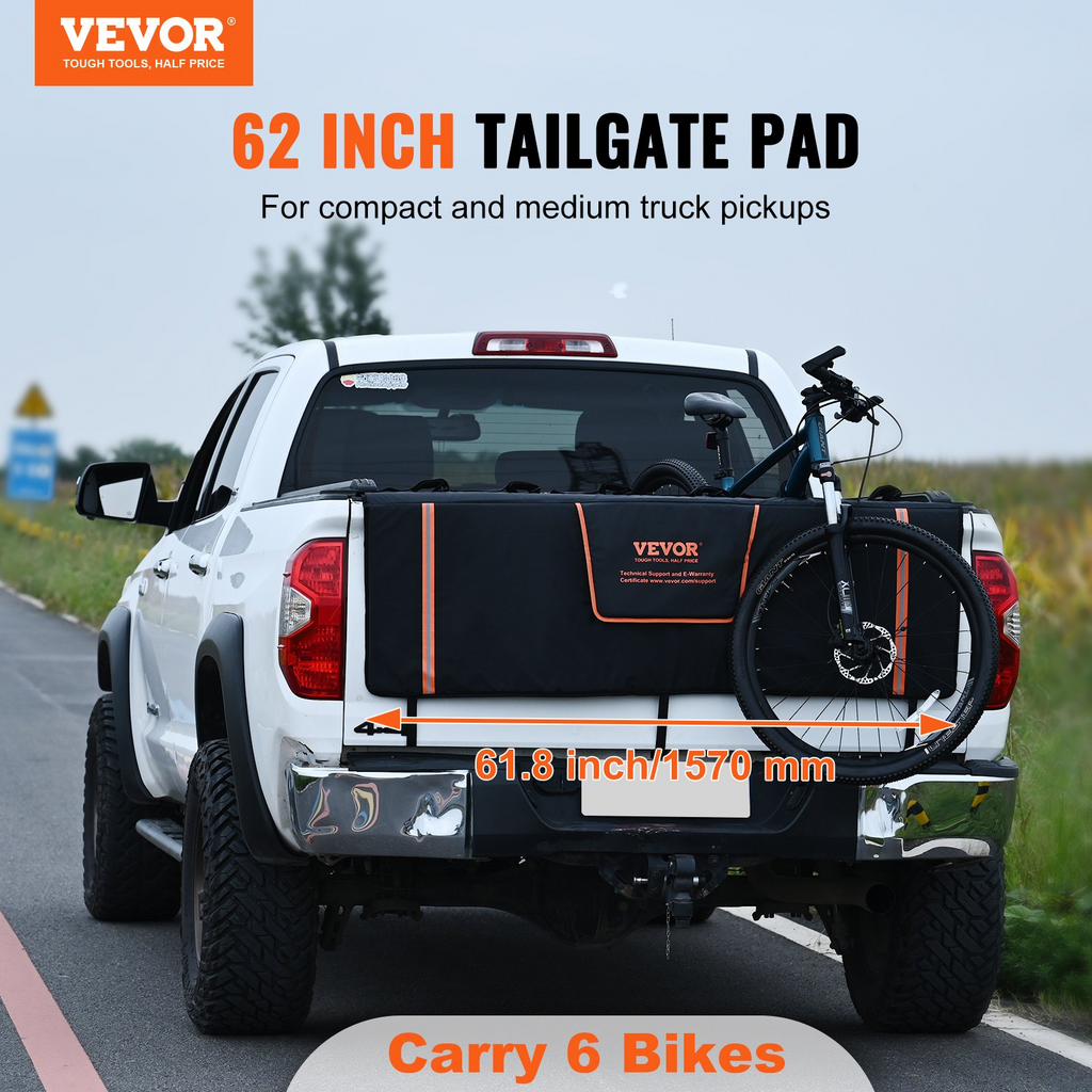 Almohadilla protectora para portón trasero de 62 pulgadas para camioneta con capacidad para 6 bicicletas