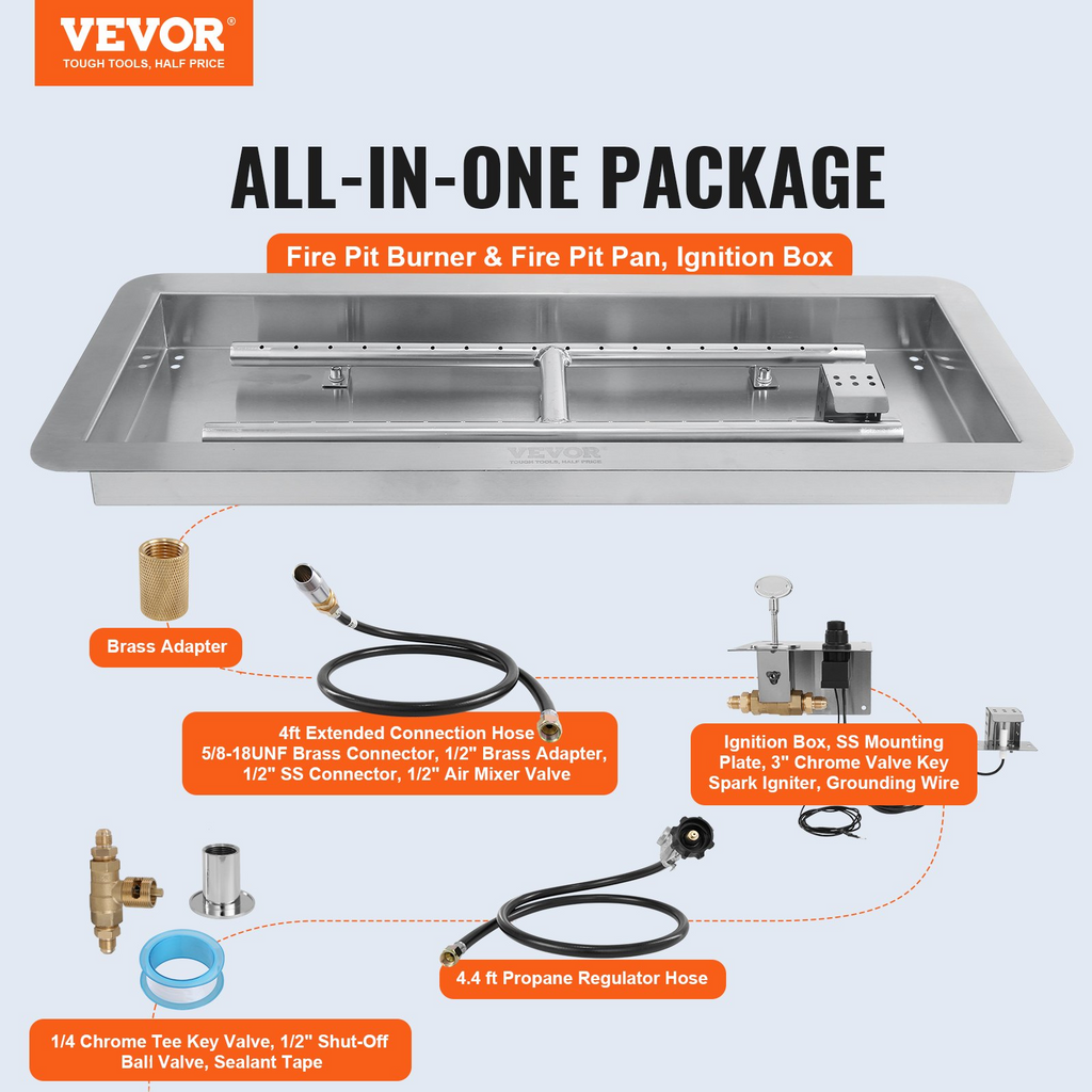 VEVOR - Fogón empotrable de 36 x 12 pulgadas  fogón a gas natural y propano de 150 000 BTU