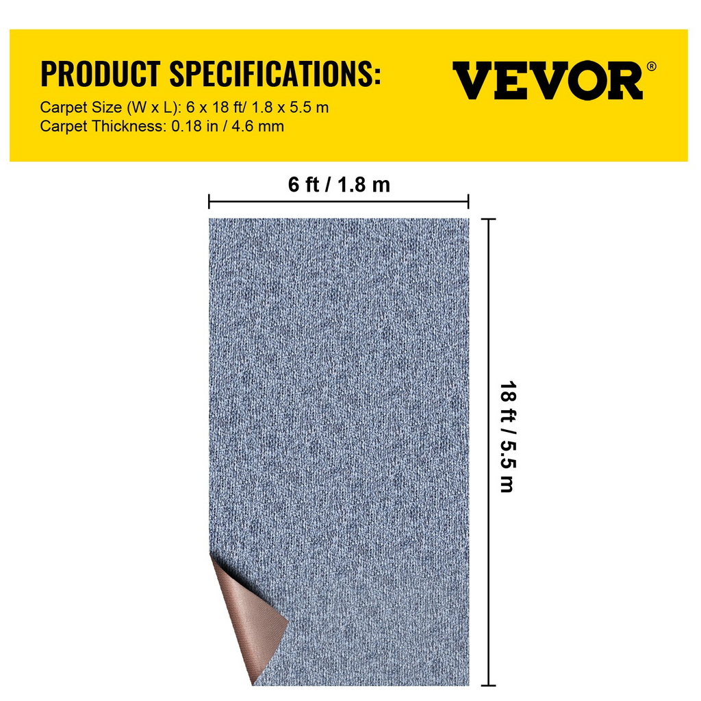 VEVOR Alfombra marina gris de 1,80 x 5,49 m para barco