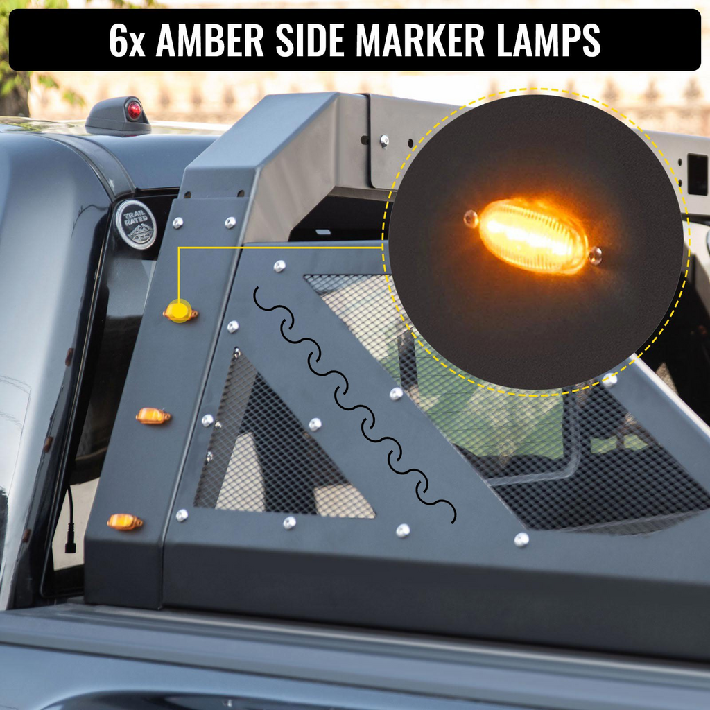 VEVOR - Barra antivuelco para camión ajustable con 6 luces laterales auxiliares de color ámbar ajuste universal para camionetas