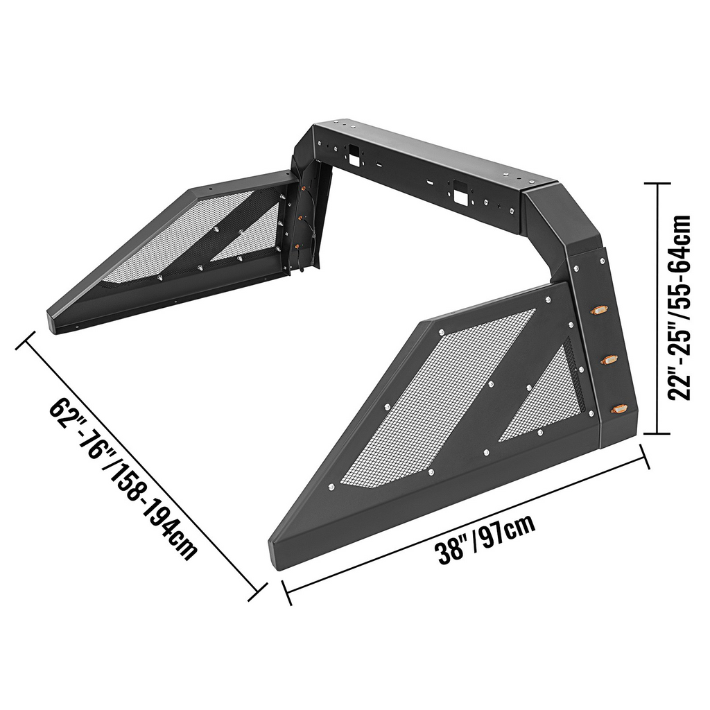 VEVOR - Barra antivuelco para camión ajustable con 6 luces laterales auxiliares de color ámbar ajuste universal para camionetas