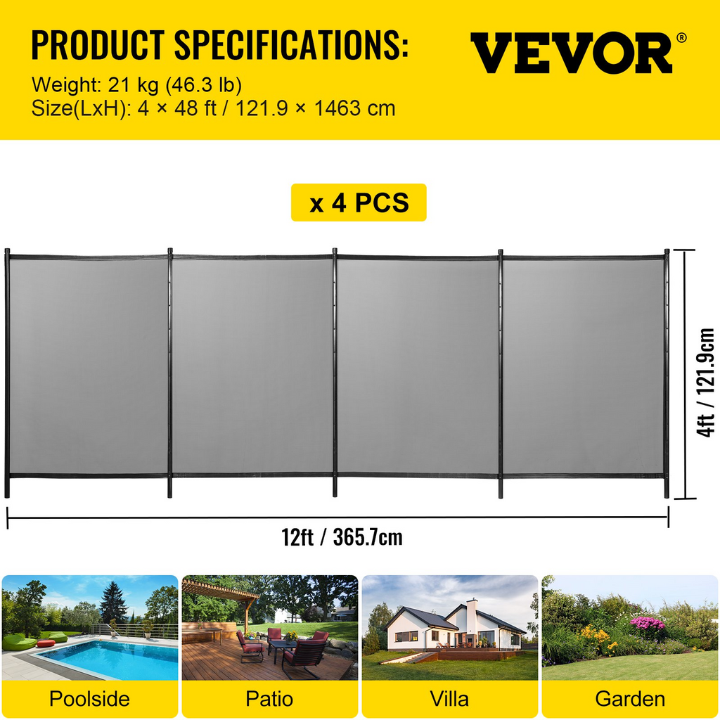 Valla de seguridad para piscina VEVOR Sentry de 4 x 48 pies tamaño de orificio de 1,1 x 3,5 pulgadas