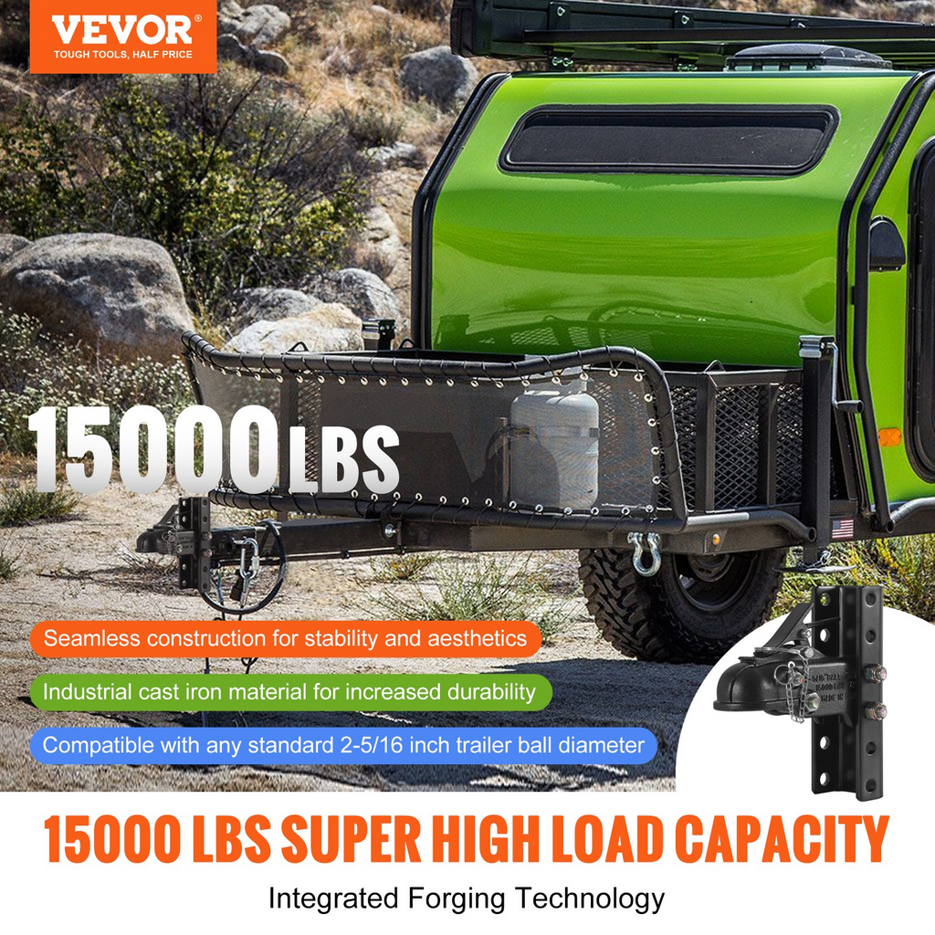 VEVOR - Kit de enganche de remolque ajustable y soporte de canal de 5 posiciones capacidad de 15 000 lb