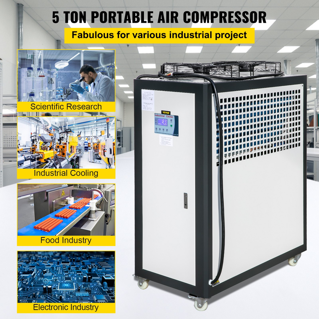 Enfriador industrial refrigerado por aire VEVOR de 5 toneladas compresor Panasonic de 5 HP