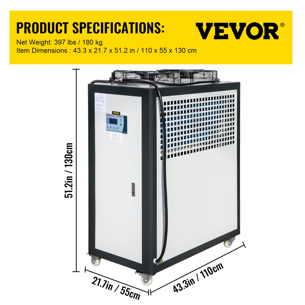 Enfriador industrial refrigerado por aire VEVOR de 5 toneladas compresor Panasonic de 5 HP
