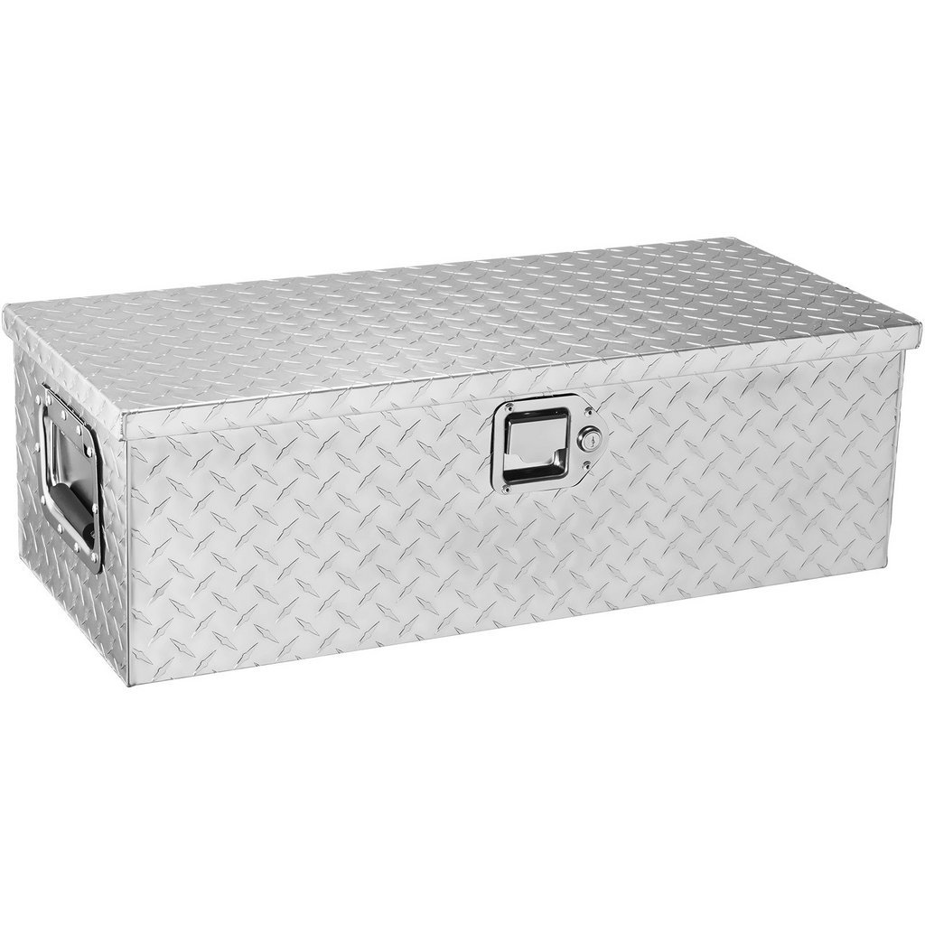 Caja de herramientas de aluminio resistente para plataforma de camión  30 x 13 x 9,6 pulgadas color plateado