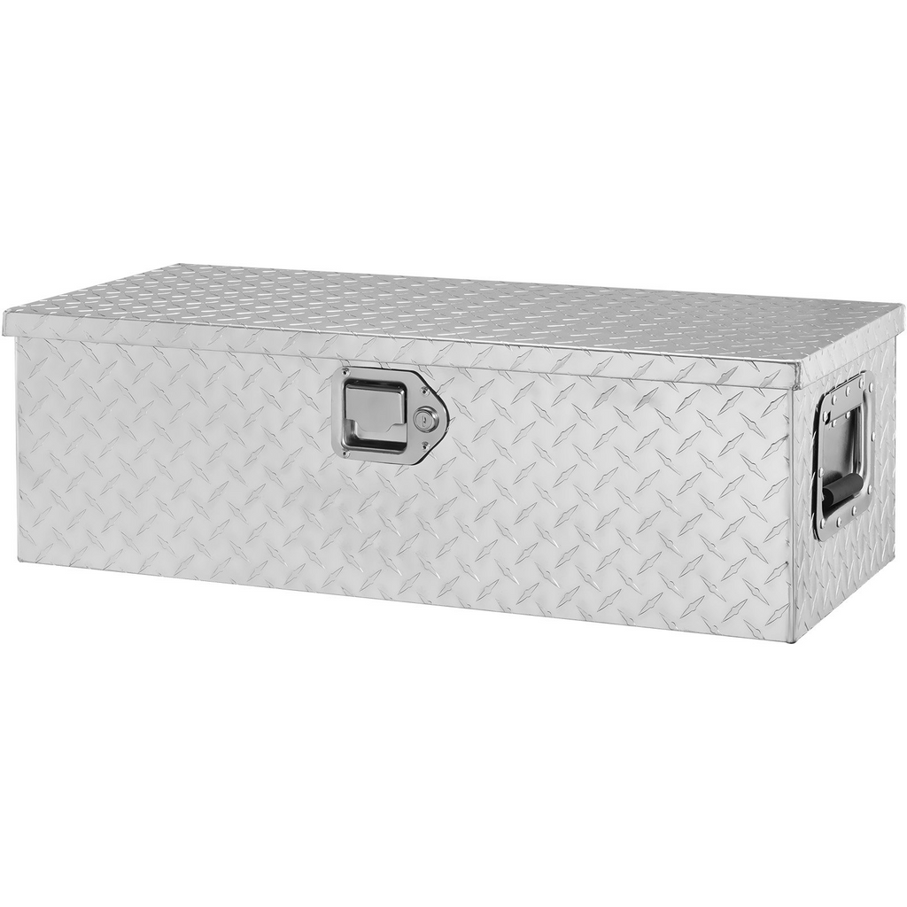 Caja de herramientas de aluminio resistente para plataforma de camión  30 x 13 x 9,6 pulgadas color plateado