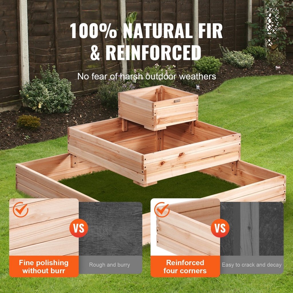 VEVOR - Macetero elevado de madera para jardín 44,5 x 44,5 x 20,1 pulgadas