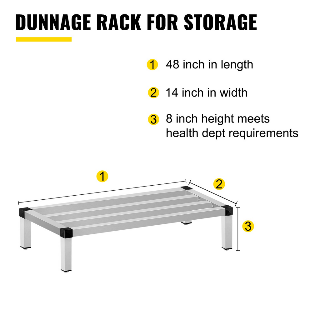 Estante de almacenamiento de aluminio VEVOR 48'' x 14'' 8'' del piso capacidad de 1000 lb