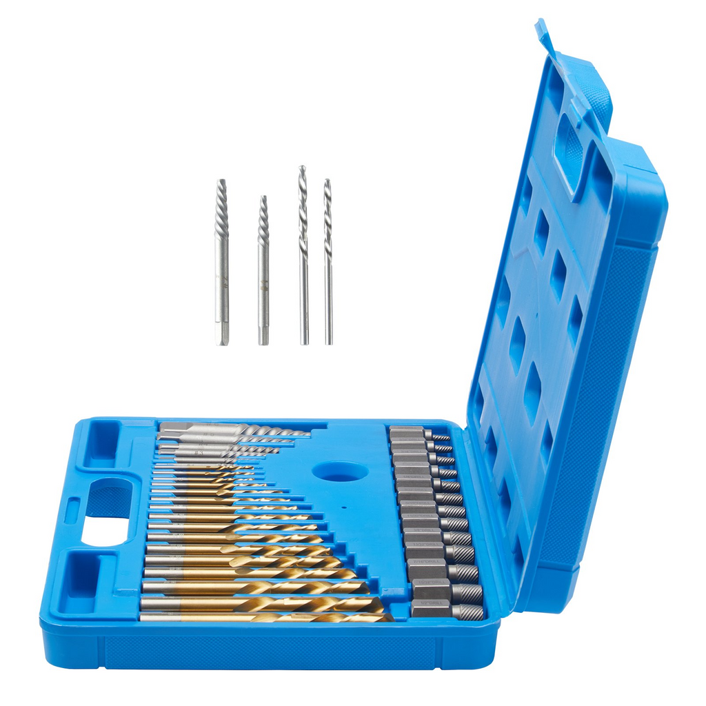 VEVOR Extractor de tornillos con juego de brocas de 35 piezas,19 extractores de pernos y 16 brocas HSS inversas