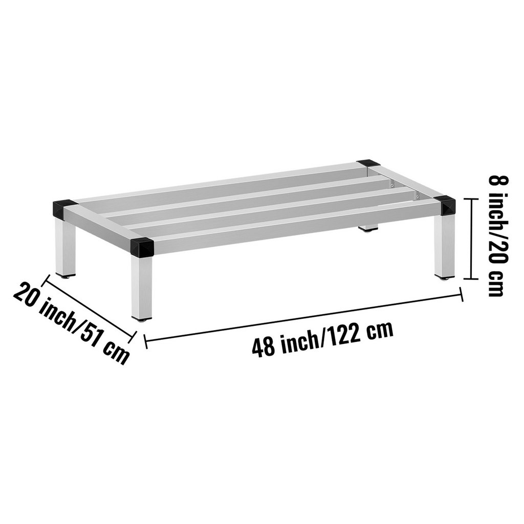Estante de almacenamiento de aluminio VEVOR 48'' x 20'' 8'' del piso capacidad de 1500 lb