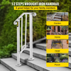 VEVOR Wrought Iron Handrail Fits 1 or 2 Steps Handrail Picket #1 Outdoor Stair Rail with Installation Kit for Outdoor Steps Hand Rails Matte White