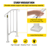 VEVOR Wrought Iron Handrail Fits 1 or 2 Steps Handrail Picket #1 Outdoor Stair Rail with Installation Kit for Outdoor Steps Hand Rails Matte White