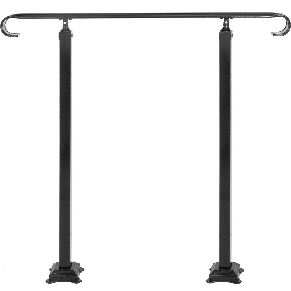 VEVOR Handrails for Outdoor Steps, Fit 1-3 Steps Wrought Iron Handrail, Outdoor Stair Railing, Adjustable Front Porch Hand Rail, Black Transitional Hand railings for Concrete Steps or Wooden Stairs