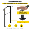 VEVOR Handrails for Outdoor Steps, Fit 1 or 2 Steps Outdoor Stair Railing, Arch#1 Wrought Iron Handrail, Flexible Porch Railing, Black Transitional Handrails for Concrete Steps or Wooden Stairs