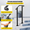 VEVOR Handrails for Outdoor Steps, Fit 1 or 2 Steps Outdoor Stair Railing, Arch#1 Wrought Iron Handrail, Flexible Porch Railing, Black Transitional Handrails for Concrete Steps or Wooden Stairs