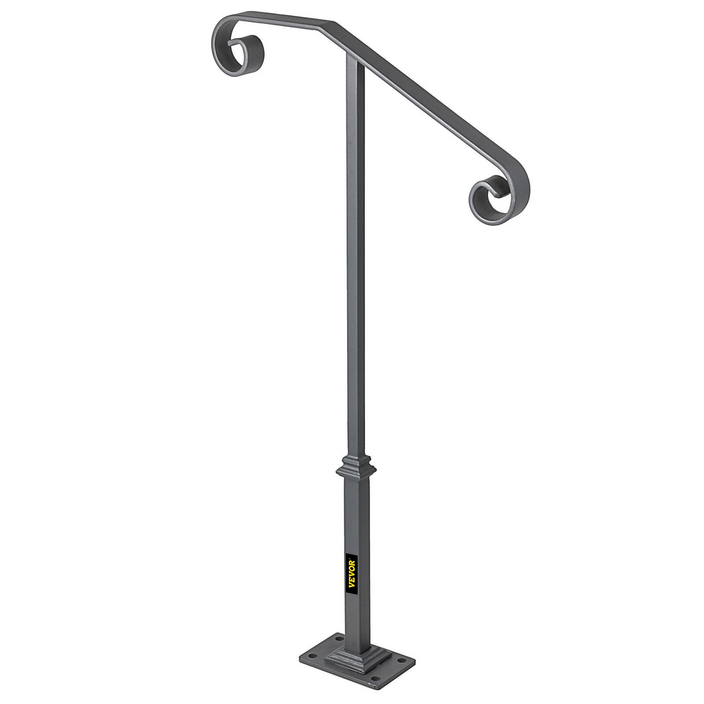 Pasamanos VEVOR para escaleras exteriores aptos para 1 o 2 escalones pasamanos de escalera exterior de hierro forjado de un solo poste