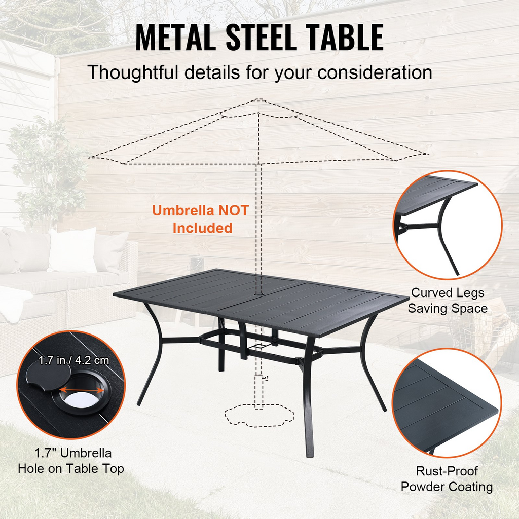 VEVOR Juego de comedor para patio de 7 piezas